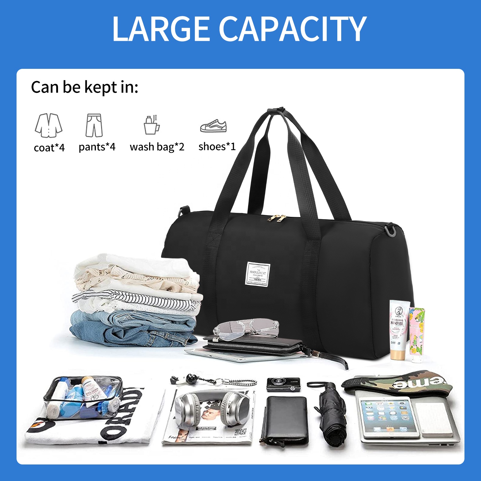 Large Capacity Folding WaterProof Handbags New Design Gym Travel Sports Duffel Bag   Duffle Bag For Women