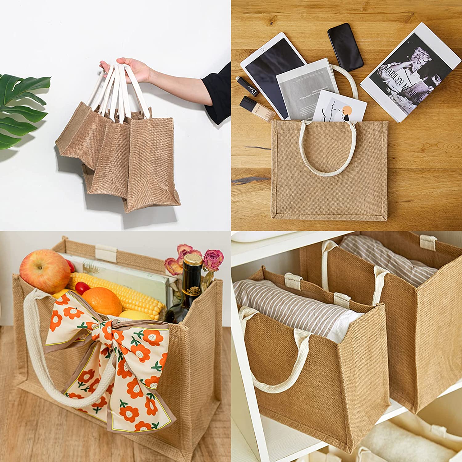  Burlap Beach Tote Bag with Handles Jute Travel Tote Bags small burlap tote bag for women