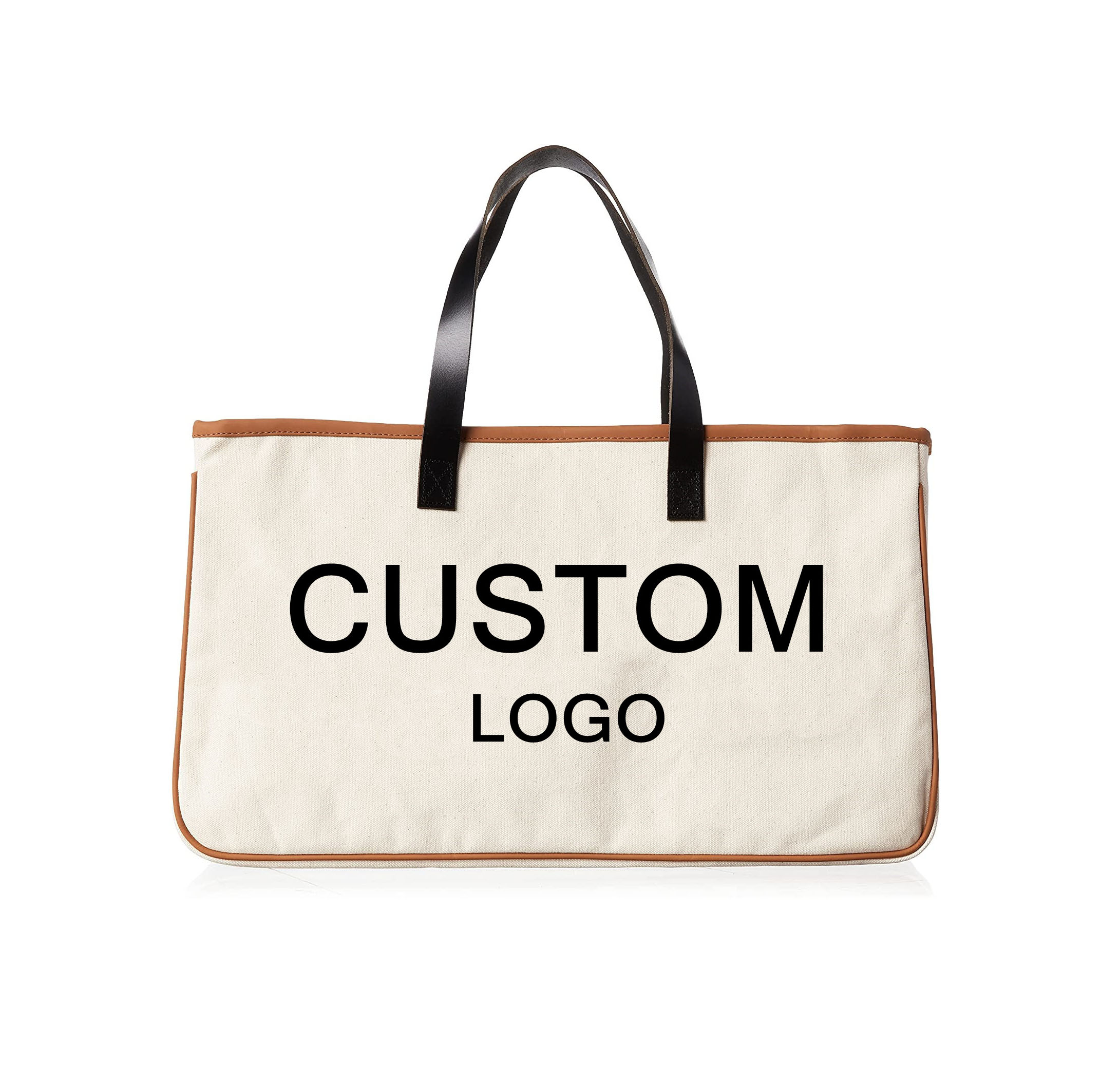  Printed Large Canvas Travel Weekend Getaway Summer Beach Tote Bag with Leather Handles