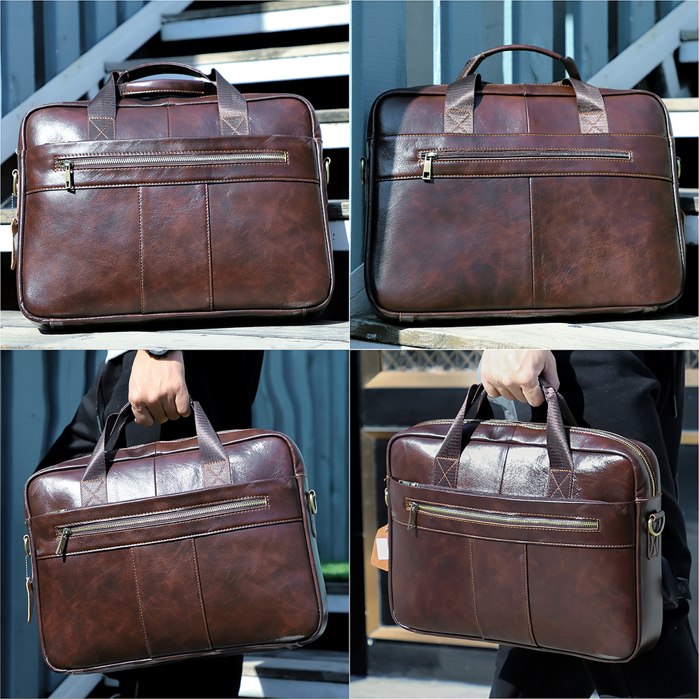   Vintage Fashion High Quality Laptop Bags 15.6 Inch Leather Handbags For Men