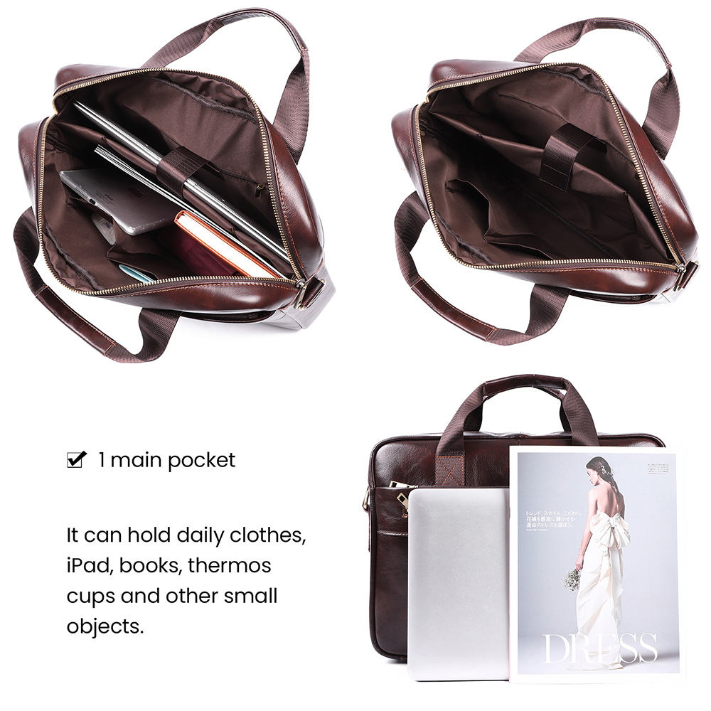   Vintage Fashion High Quality Laptop Bags 15.6 Inch Leather Handbags For Men