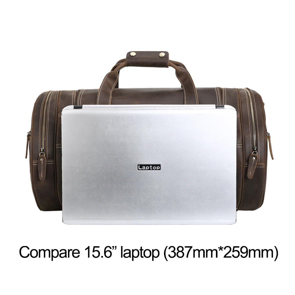 Tidings New Arrive Cylinder Retro Full Grain Cowhide Genuine Leather Gym Duffle Weekender Overnight Travel Duffel Bag Fo
