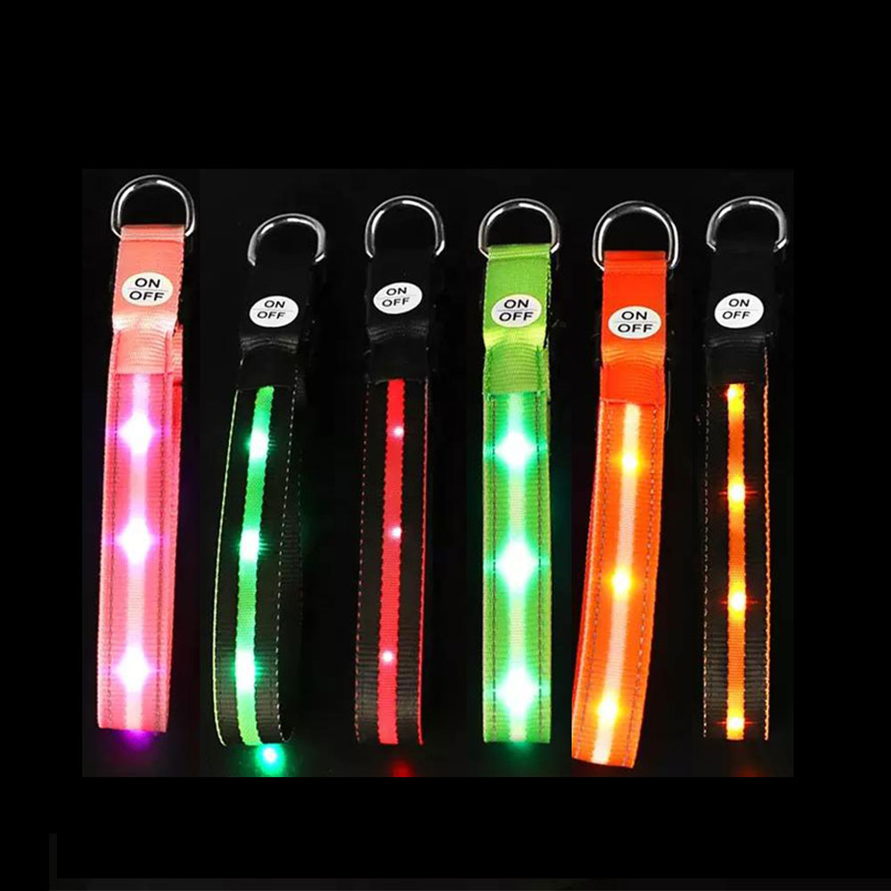 Pet Supplies  private label  luxury Polyester reflective webbing Pet Dog Cat collars  light up flashing led dog collar