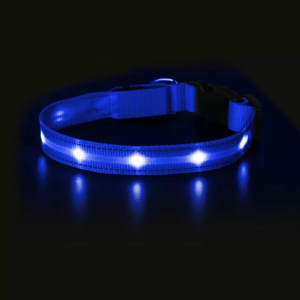 Pet Supplies  private label  luxury Polyester reflective webbing Pet Dog Cat collars  light up flashing led dog collar