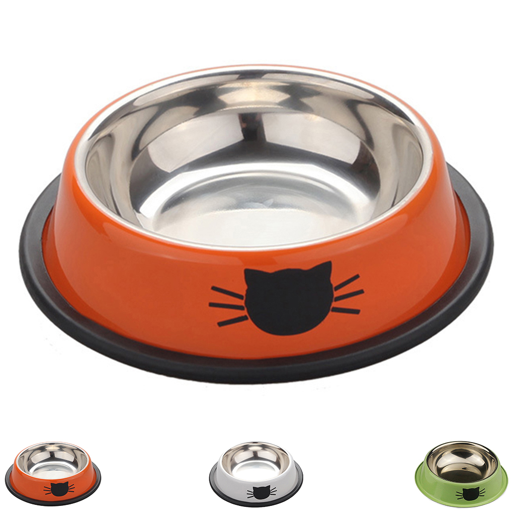 Stainless Steel Cat Bowls Pet Steel Bowl Set Food Water Bowl for Dogs and Cats Anti-skid Feeder Supplies for Small Dogs 