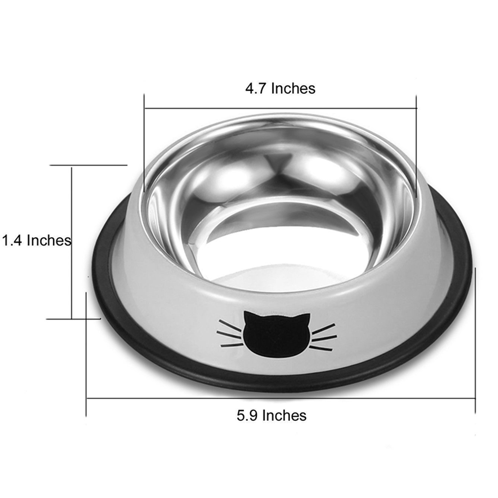 Stainless Steel Cat Bowls Pet Steel Bowl Set Food Water Bowl for Dogs and Cats Anti-skid Feeder Supplies for Small Dogs 