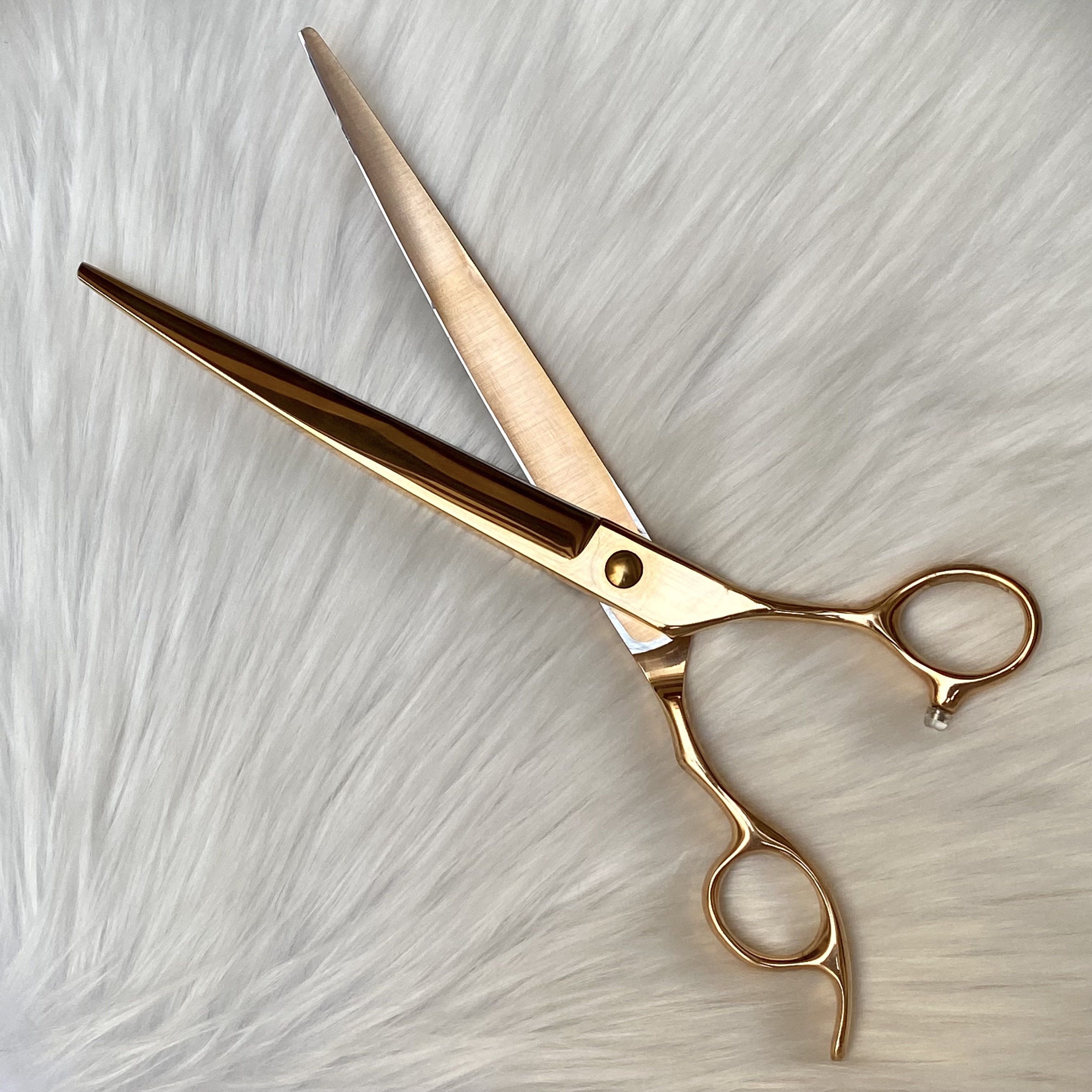Top Selling 8 Inch Right Hand Rose Blond Offset Pet Hair Cutting Curved Scissors Dog supplies