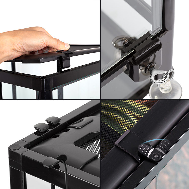 REPTIZOO RK0105S  RK Series 18x18x18 Inches Small Size Glass Terrarium Kit Reptile Cage Carriers for REPTILES Support