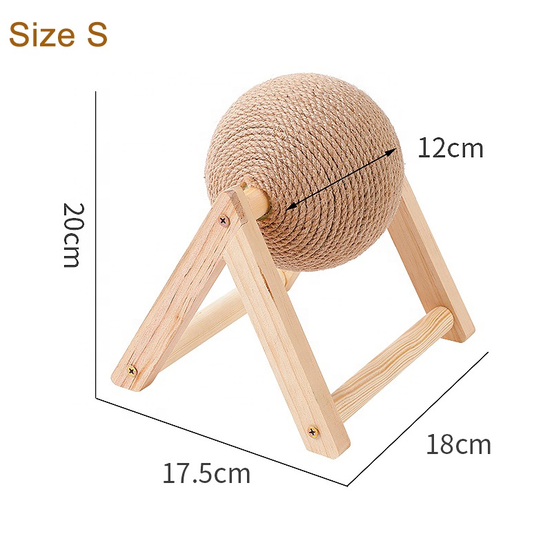 Jaalex  Solid Wood Pet Toy Cat Scratching Rolling Ball Toy Durable Eco-friendly Cat Sisal Ball