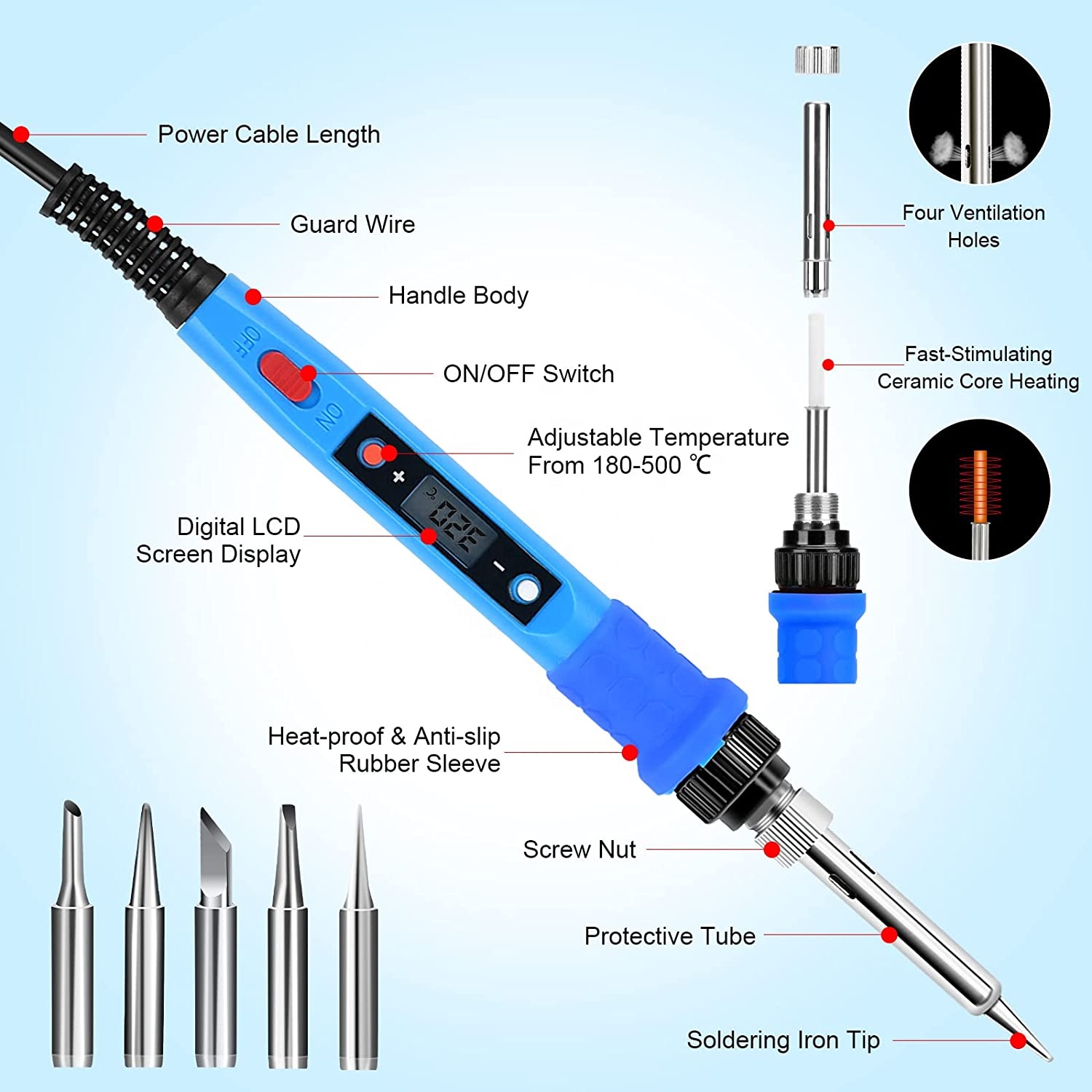 110V/220V/80WLCD digital display soldering iron kit hardware welding table tools for home appliance repair DIY portable