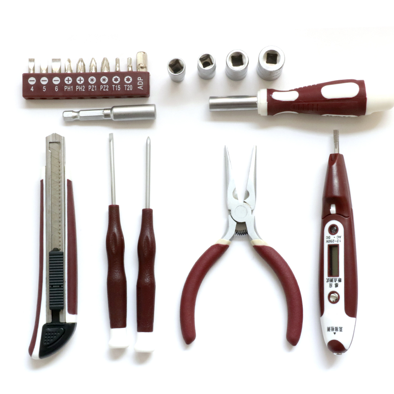 21Pcs DIY Household Magnetic Home Appliances Hand Tool Kit Multi Repair Tool Set with Carrying Case