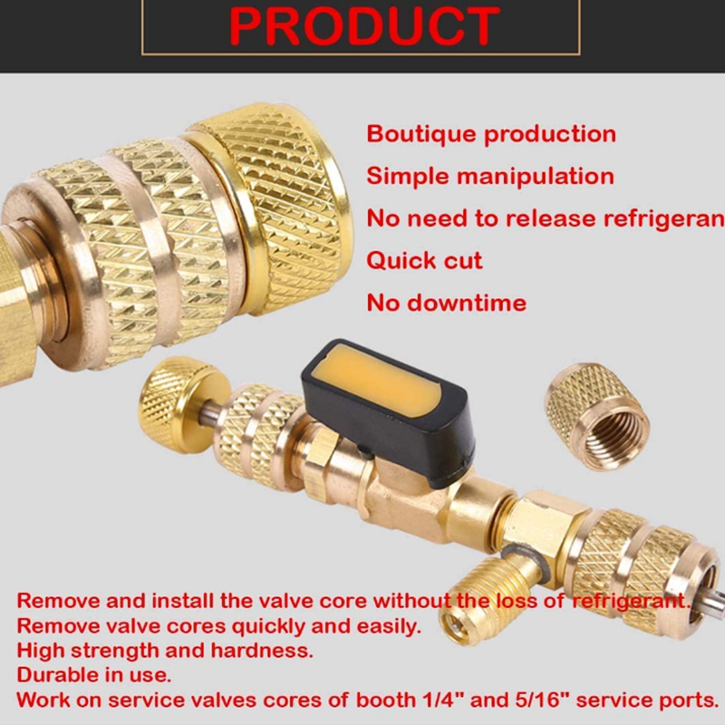 Installer Dual Size SAE 1/4 & 5/16 Port Air Conditioning Line Repair Tools for HVAC R32 R410A Bicycle Bike Tyre Tire Rep