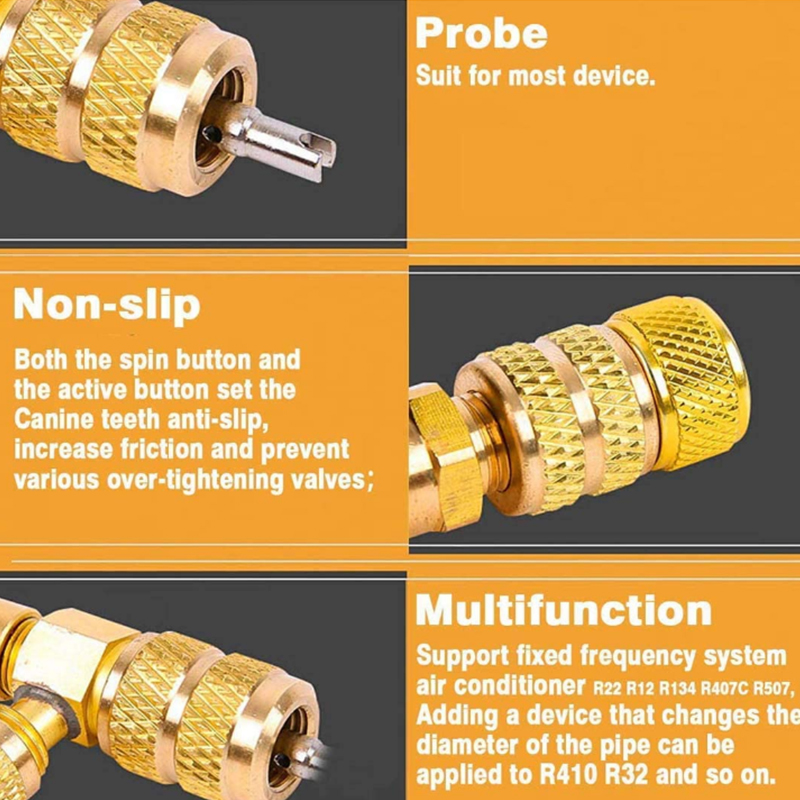 Installer Dual Size SAE 1/4 & 5/16 Port Air Conditioning Line Repair Tools for HVAC R32 R410A Bicycle Bike Tyre Tire Rep
