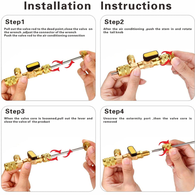 Installer Dual Size SAE 1/4 & 5/16 Port Air Conditioning Line Repair Tools for HVAC R32 R410A Bicycle Bike Tyre Tire Rep