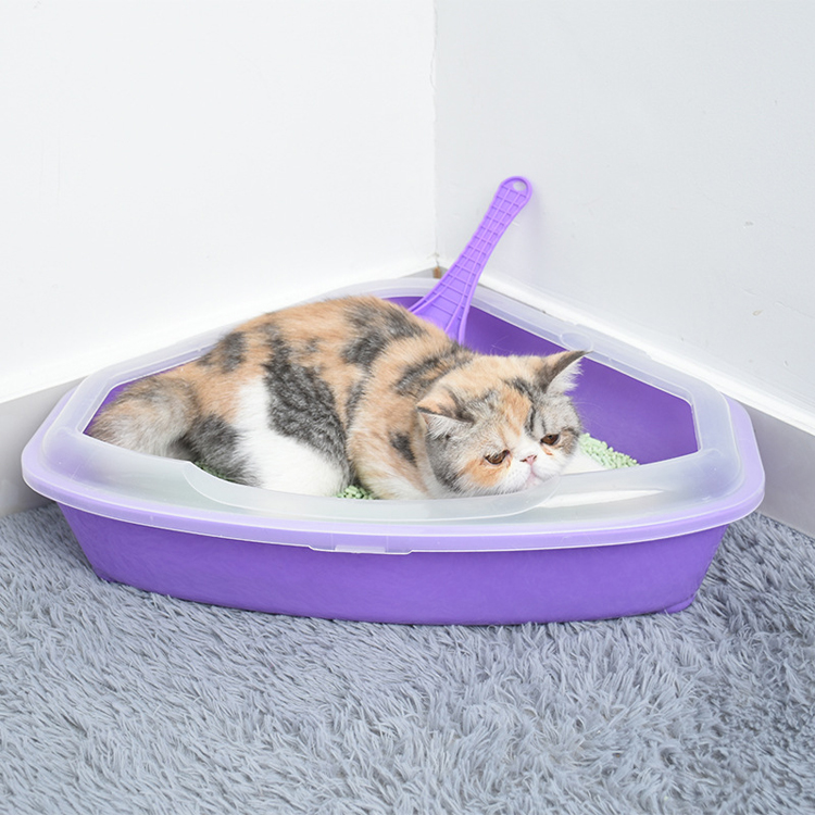 Cats Litter Box Pet Toilet Basin Semi-Closed Sandbox Cat Cleaning Bath Basin Plastic Cat Litter Bedpan