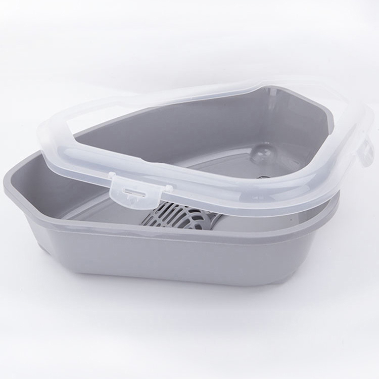 Cats Litter Box Pet Toilet Basin Semi-Closed Sandbox Cat Cleaning Bath Basin Plastic Cat Litter Bedpan
