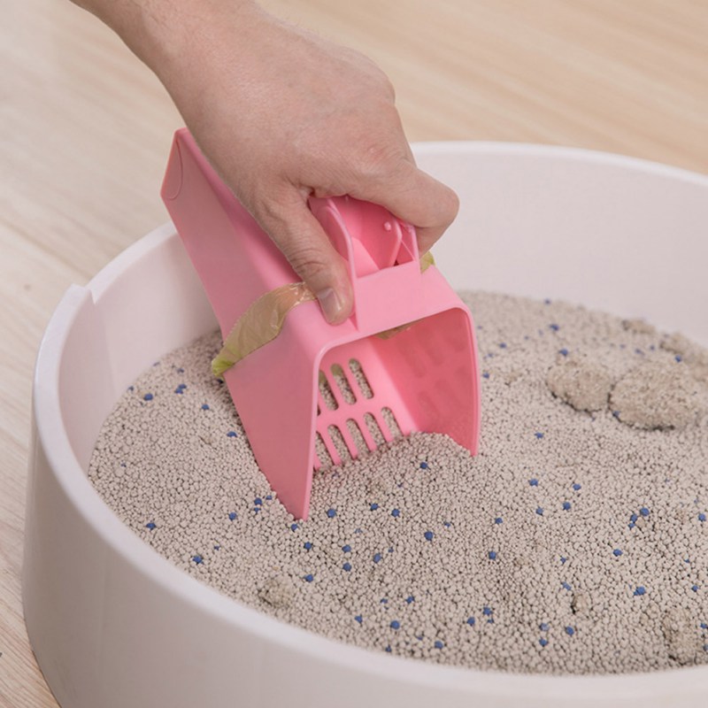 Useful Cat Litter Shovel With Waste Bag Holder Pet Cleaning Tool Scoop Sift Cat Sand Cleaning Products Scoops For Cat