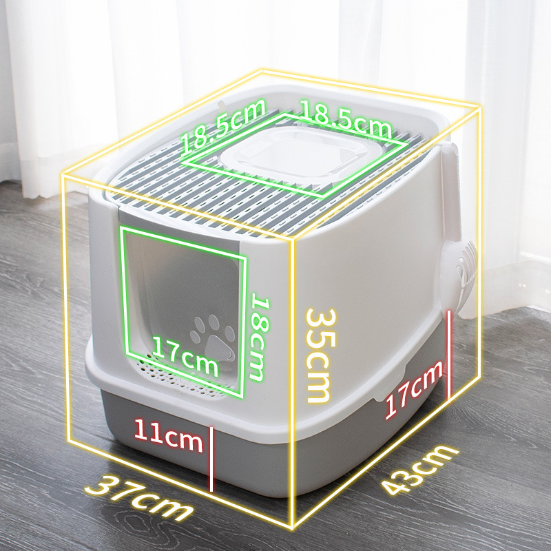 Cat Litter Box Fully Enclosed Anti-splash Cat Toilet Deodorant Pet Cleaning Supplies with Cat Litter