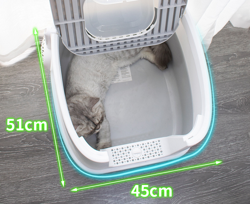 Cat Litter Box Fully Enclosed Anti-splash Cat Toilet Deodorant Pet Cleaning Supplies with Cat Litter