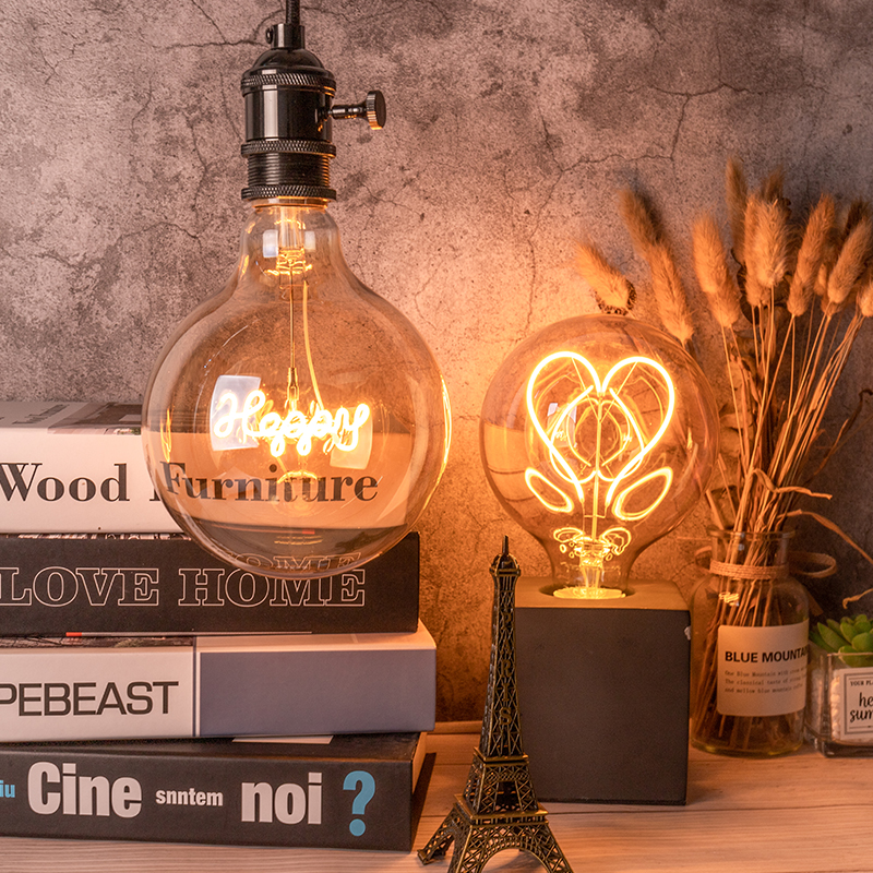 Hot sell E27 G125 dimmable Love letter text hang LED decorative LED light bulb decoration bulb