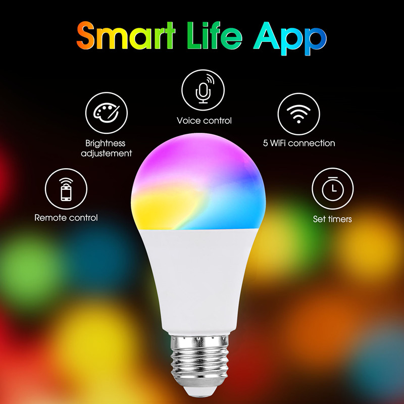 WiFi Bulbs Full Color Dimmable, 2.4Ghz E26 9W Multicolor Led Light Bulb RGB+2700K-6500K, Music Sync Multi Color Changing