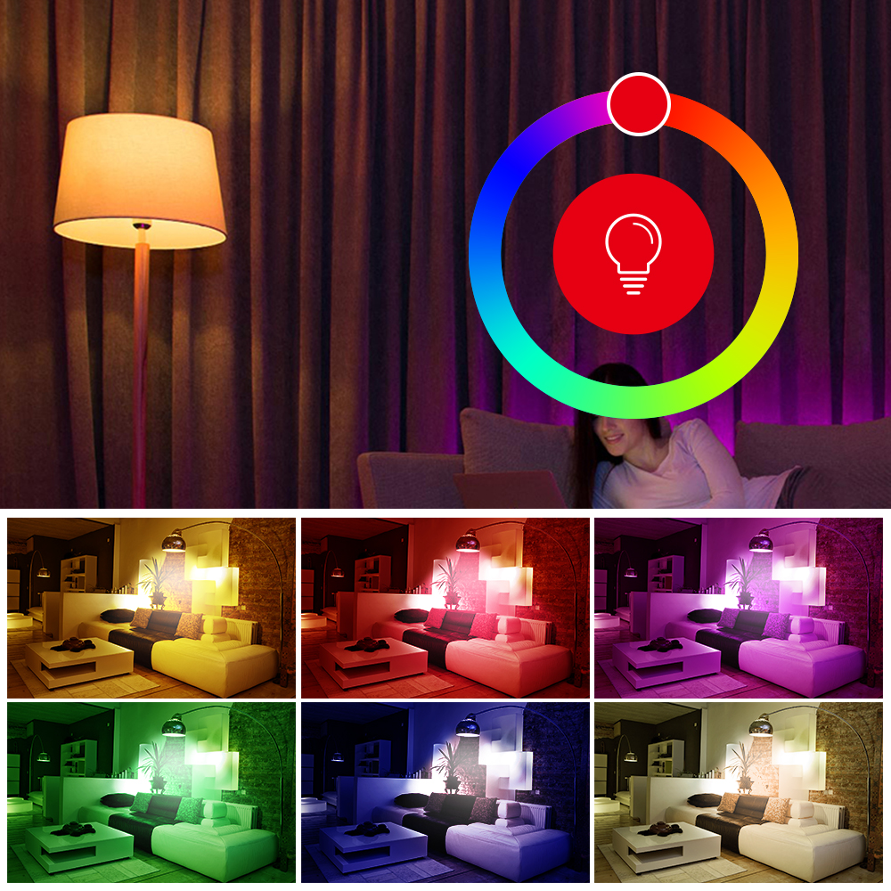 WiFi Bulbs Full Color Dimmable, 2.4Ghz E26 9W Multicolor Led Light Bulb RGB+2700K-6500K, Music Sync Multi Color Changing