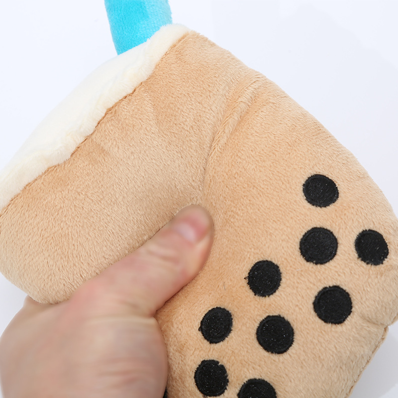  stock  simulation plush cartoon smiley face pearl milk tea toy pet dog dog chew toy