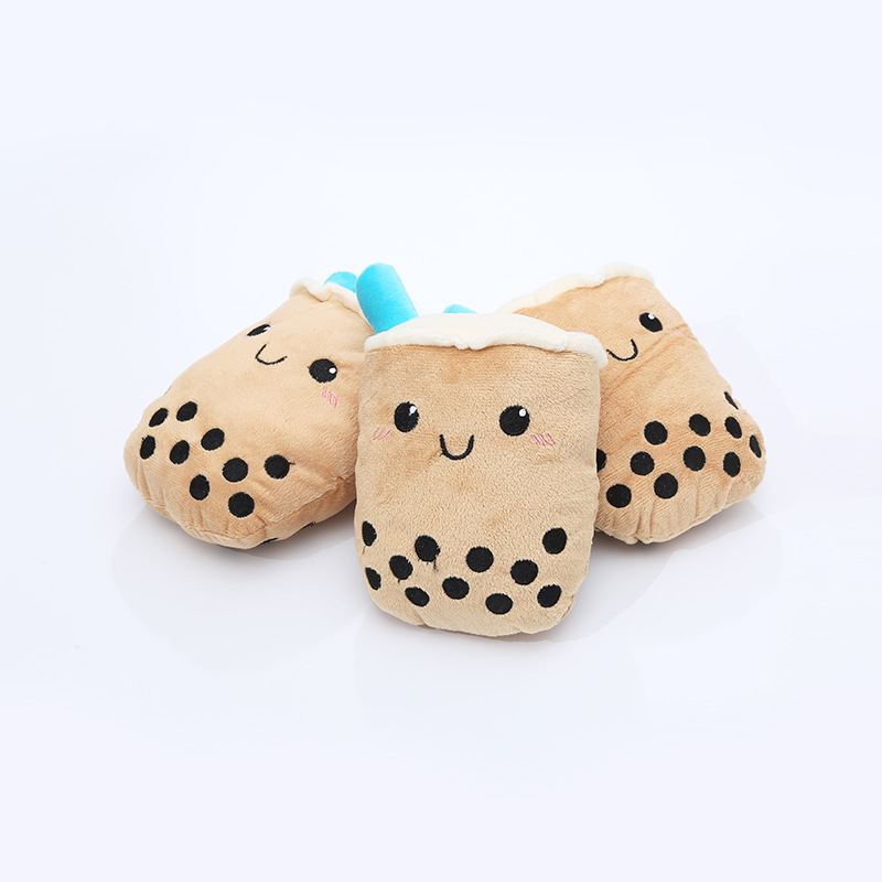  stock  simulation plush cartoon smiley face pearl milk tea toy pet dog dog chew toy