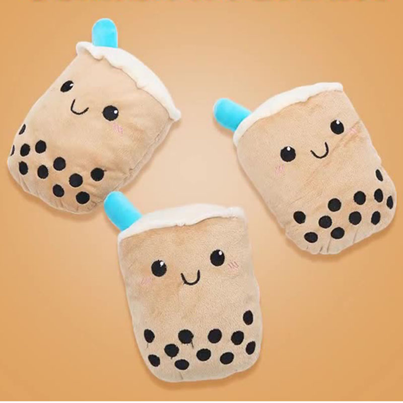  stock  simulation plush cartoon smiley face pearl milk tea toy pet dog dog chew toy