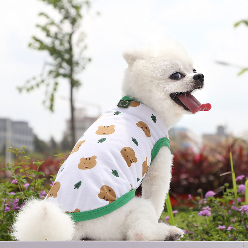 Spring and summer new cartoon teddy bear small and medium-sized dog vest pet clothing supplies