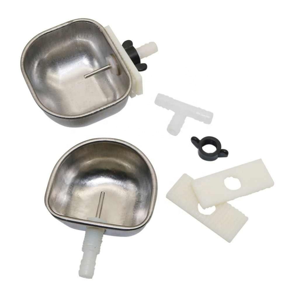 Small Pet Drinker Stainless steel Anti-scratch Rabbit Drinking Bowl Automatic Drinking Cup Animal Feeding Watering Suppl