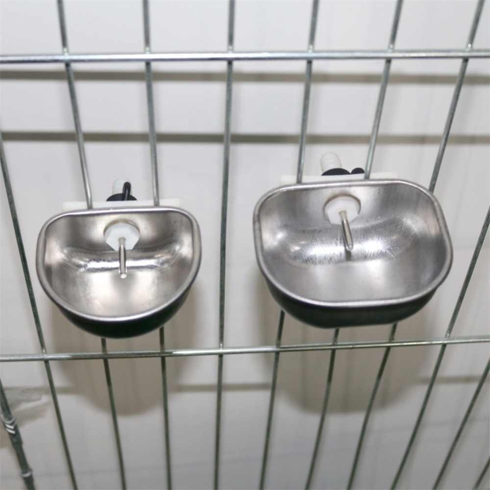 Small Pet Drinker Stainless steel Anti-scratch Rabbit Drinking Bowl Automatic Drinking Cup Animal Feeding Watering Suppl