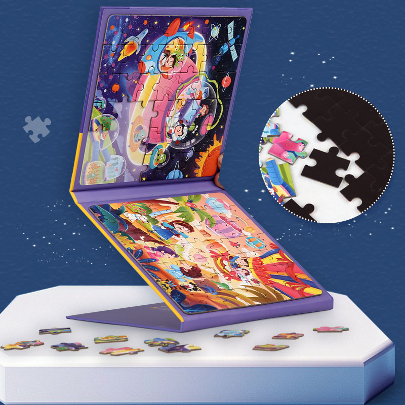 2022 montessori magic book kids light toys magnetic puzzle magnetic jigsaw puzzle book