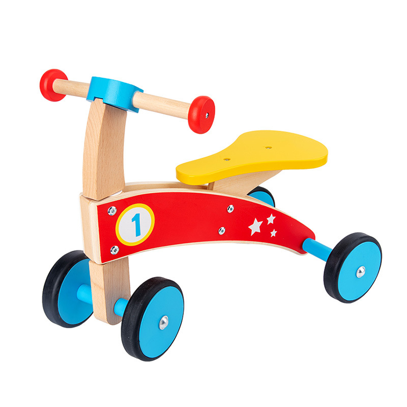 2021 Children's Wooden Balance Car Scooter Yoyo Car Four Wheel Balance Bike Solid Wood Beech Boys and Girls Baby Walkers