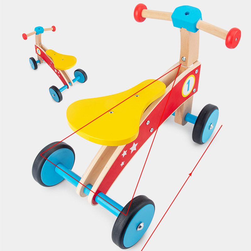2021 Children's Wooden Balance Car Scooter Yoyo Car Four Wheel Balance Bike Solid Wood Beech Boys and Girls Baby Walkers