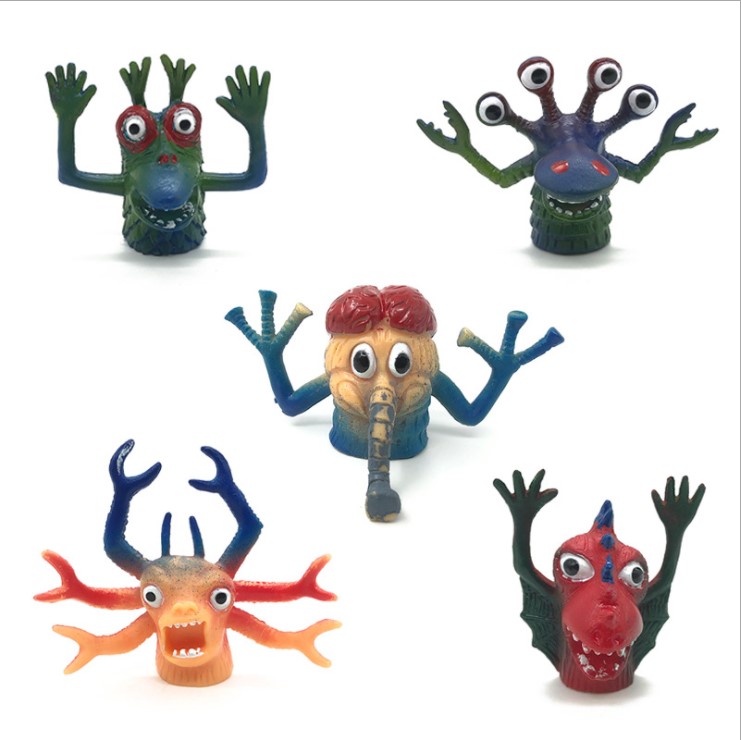 funny monster animals figure rings monster finger puppets cute splot decoration ring for kids and adults