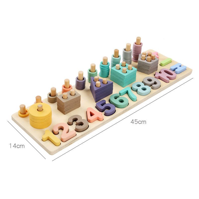 Kids Creative Wooden Five in one Logarithmic Board Children Geometry Shape Sorting Games Early Education Learning Toys