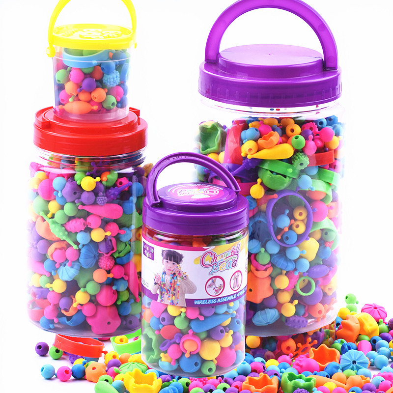500pcs Popular Pop Bead Toys for Kids Art and Craft Kits DIY Pop Bead Bracelets Necklace Headband Rings Educational Toy