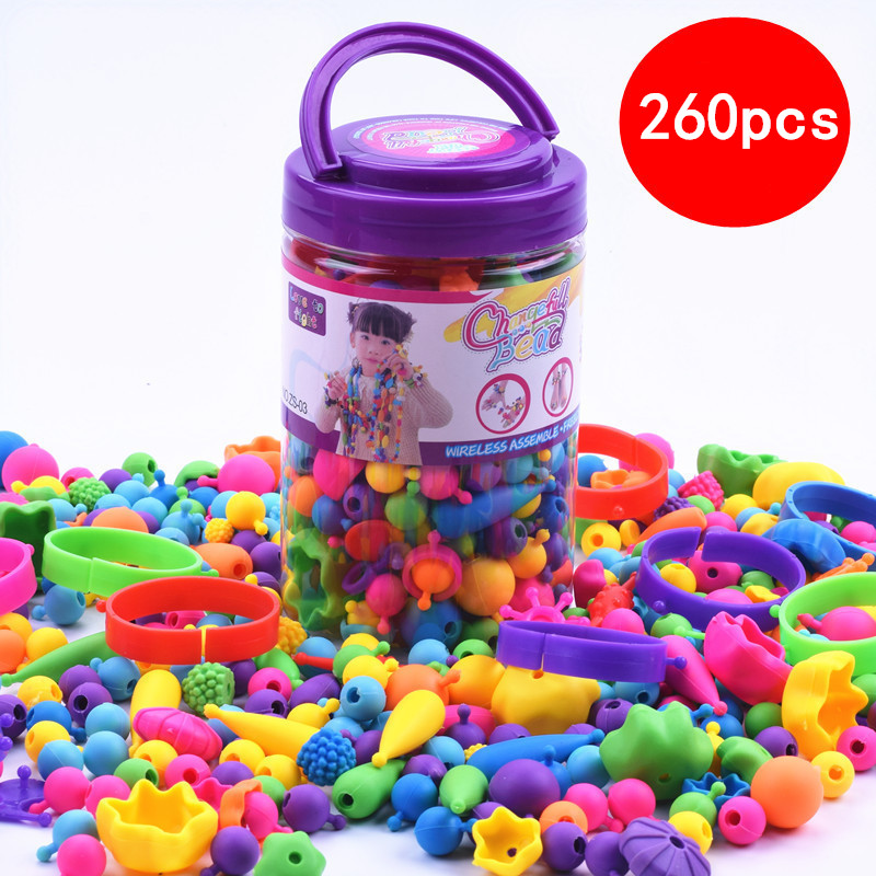 500pcs Popular Pop Bead Toys for Kids Art and Craft Kits DIY Pop Bead Bracelets Necklace Headband Rings Educational Toy