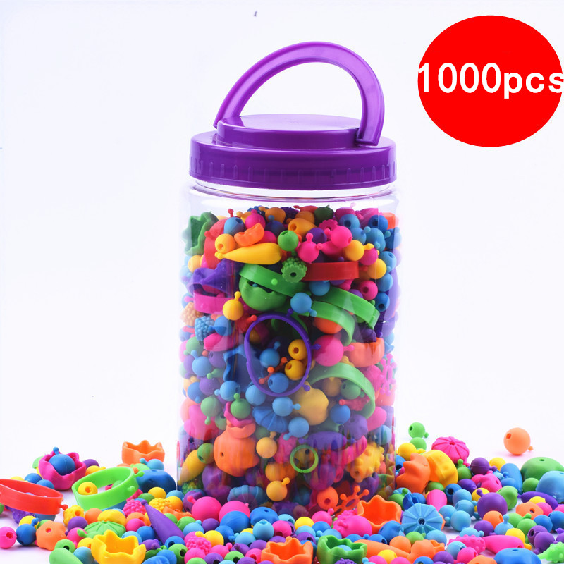 500pcs Popular Pop Bead Toys for Kids Art and Craft Kits DIY Pop Bead Bracelets Necklace Headband Rings Educational Toy