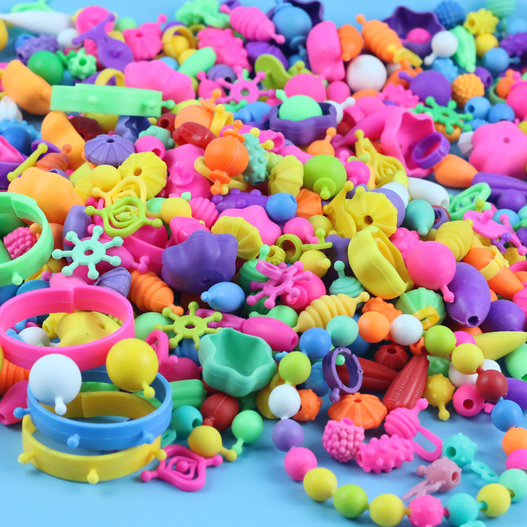500pcs Popular Pop Bead Toys for Kids Art and Craft Kits DIY Pop Bead Bracelets Necklace Headband Rings Educational Toy