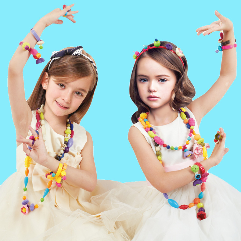 500pcs Popular Pop Bead Toys for Kids Art and Craft Kits DIY Pop Bead Bracelets Necklace Headband Rings Educational Toy