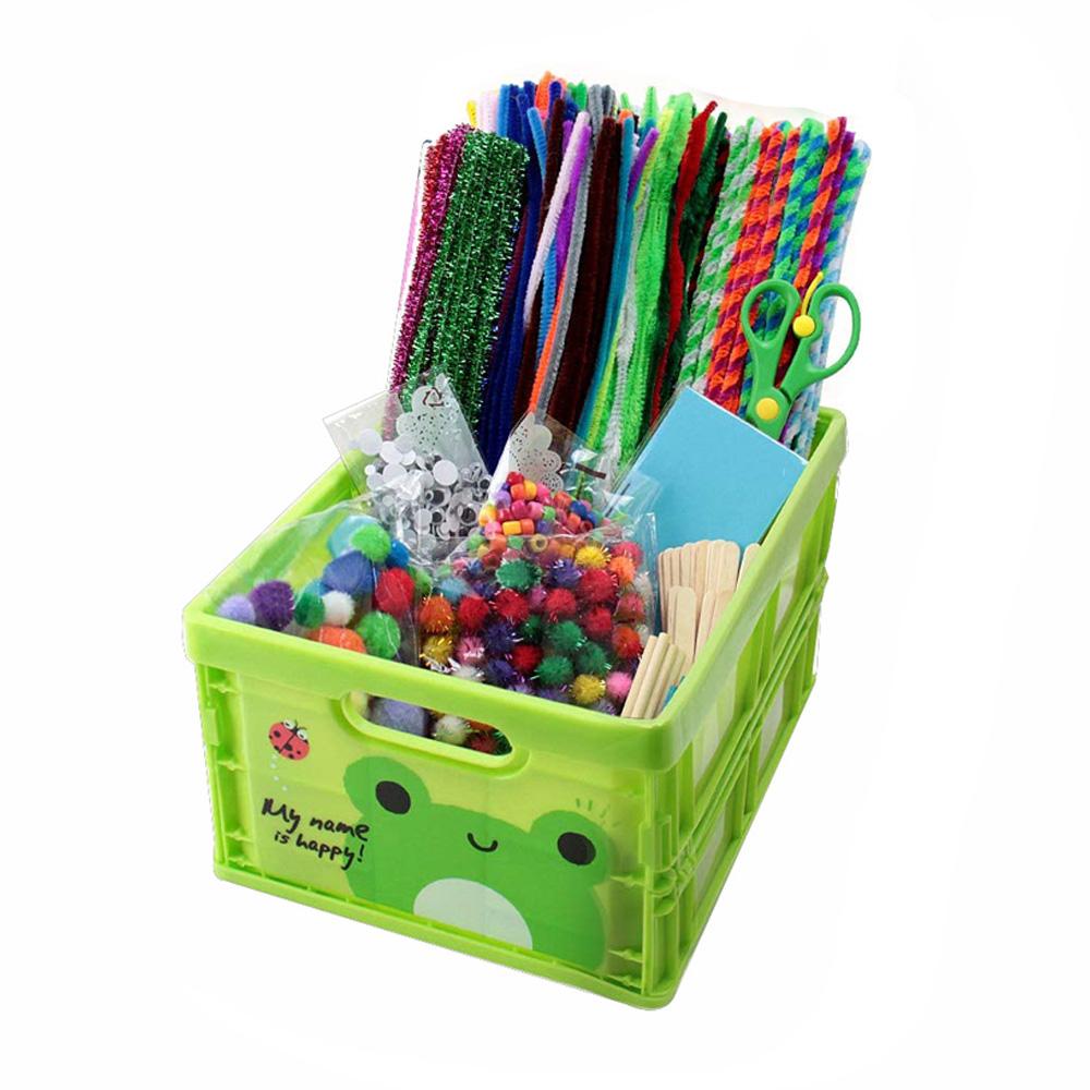 Educational DIY kids Crafts with Pipe Cleaners DIY Kids Arts Crafts Supplies Kit for Kids Colorful Beads and Pompoms Toy