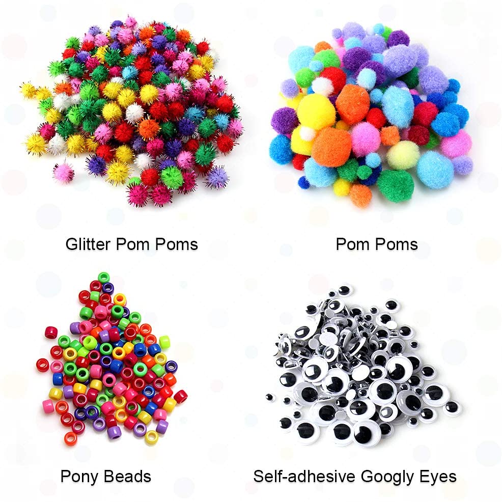 Educational DIY kids Crafts with Pipe Cleaners DIY Kids Arts Crafts Supplies Kit for Kids Colorful Beads and Pompoms Toy