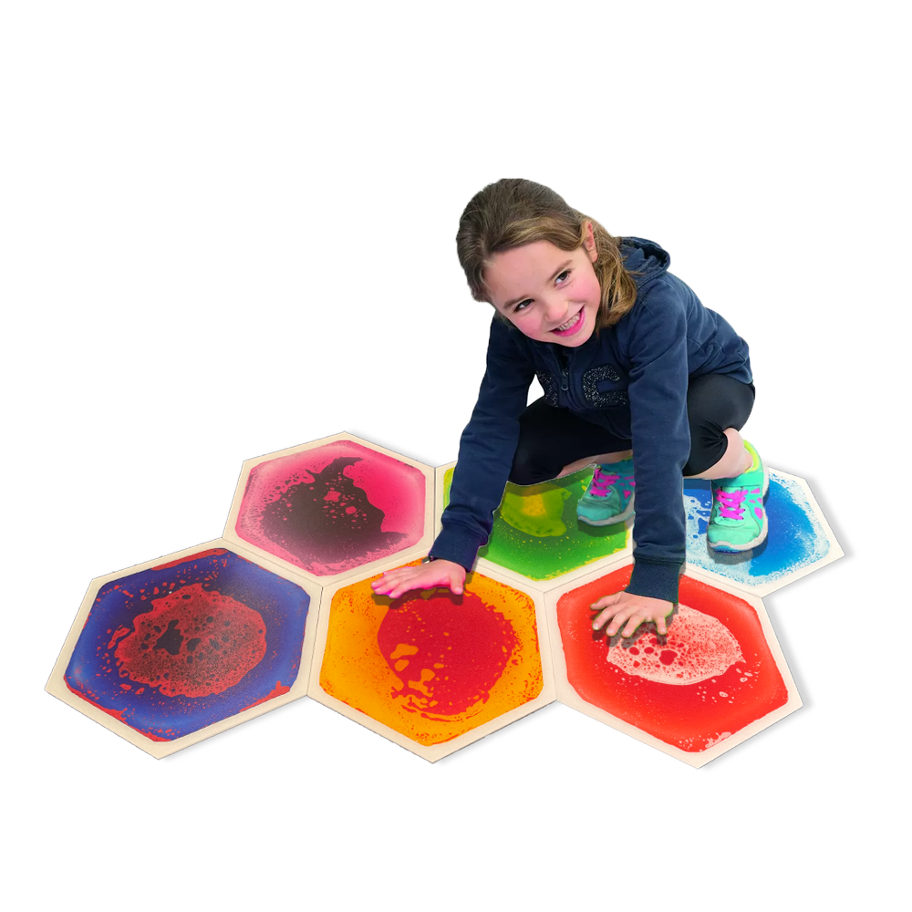 New 2022 summer toys Liquid Flowing Floor mat  tiles Children's Arts and crafts Hexagon Liquid Floor Tile toys for kids