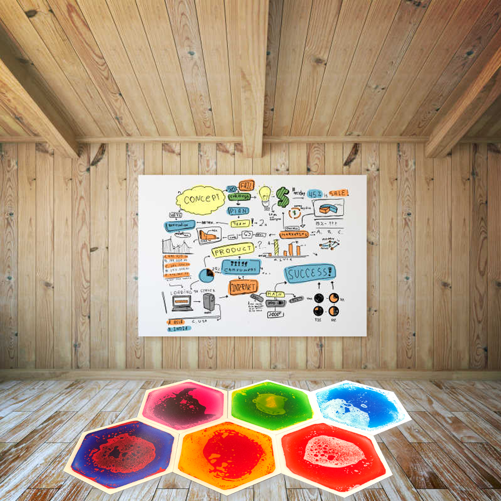 New 2022 summer toys Liquid Flowing Floor mat  tiles Children's Arts and crafts Hexagon Liquid Floor Tile toys for kids