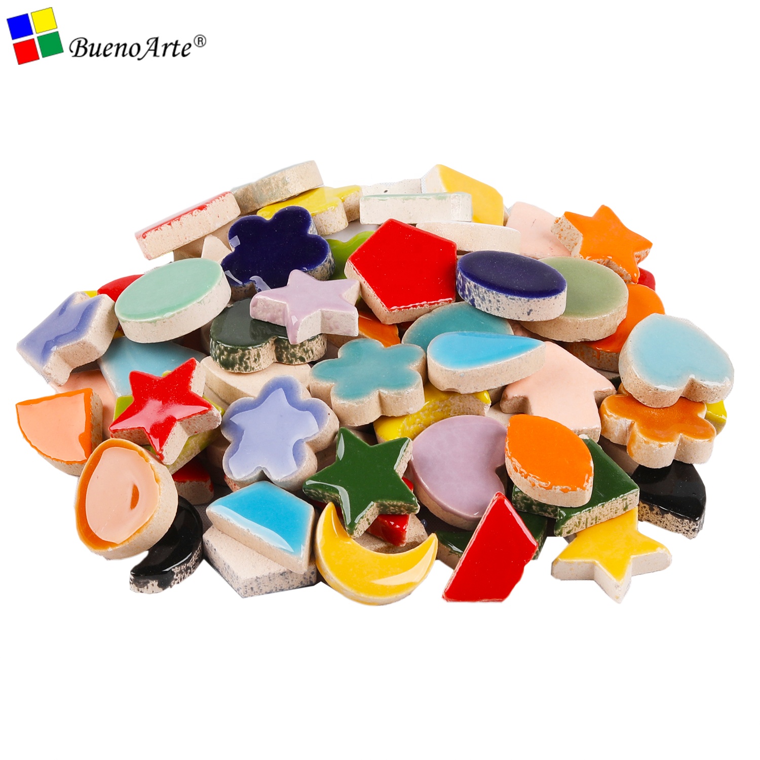 2cm star moon heart and Irregular ceramics tile for kids DIY craft and garden decoration