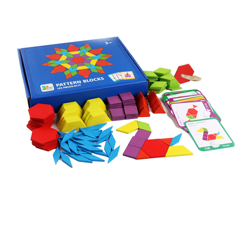 155 pcs Wooden toys for kids creative shape puzzles Geometry Puzzle Children Education DIY Toys Crafts Arts Making Gift 