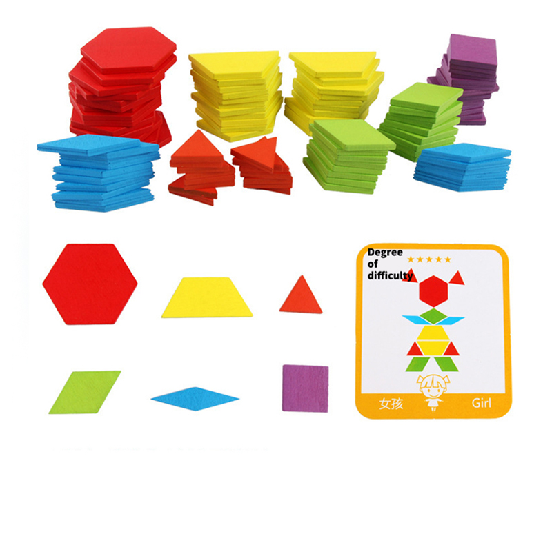 155 pcs Wooden toys for kids creative shape puzzles Geometry Puzzle Children Education DIY Toys Crafts Arts Making Gift 
