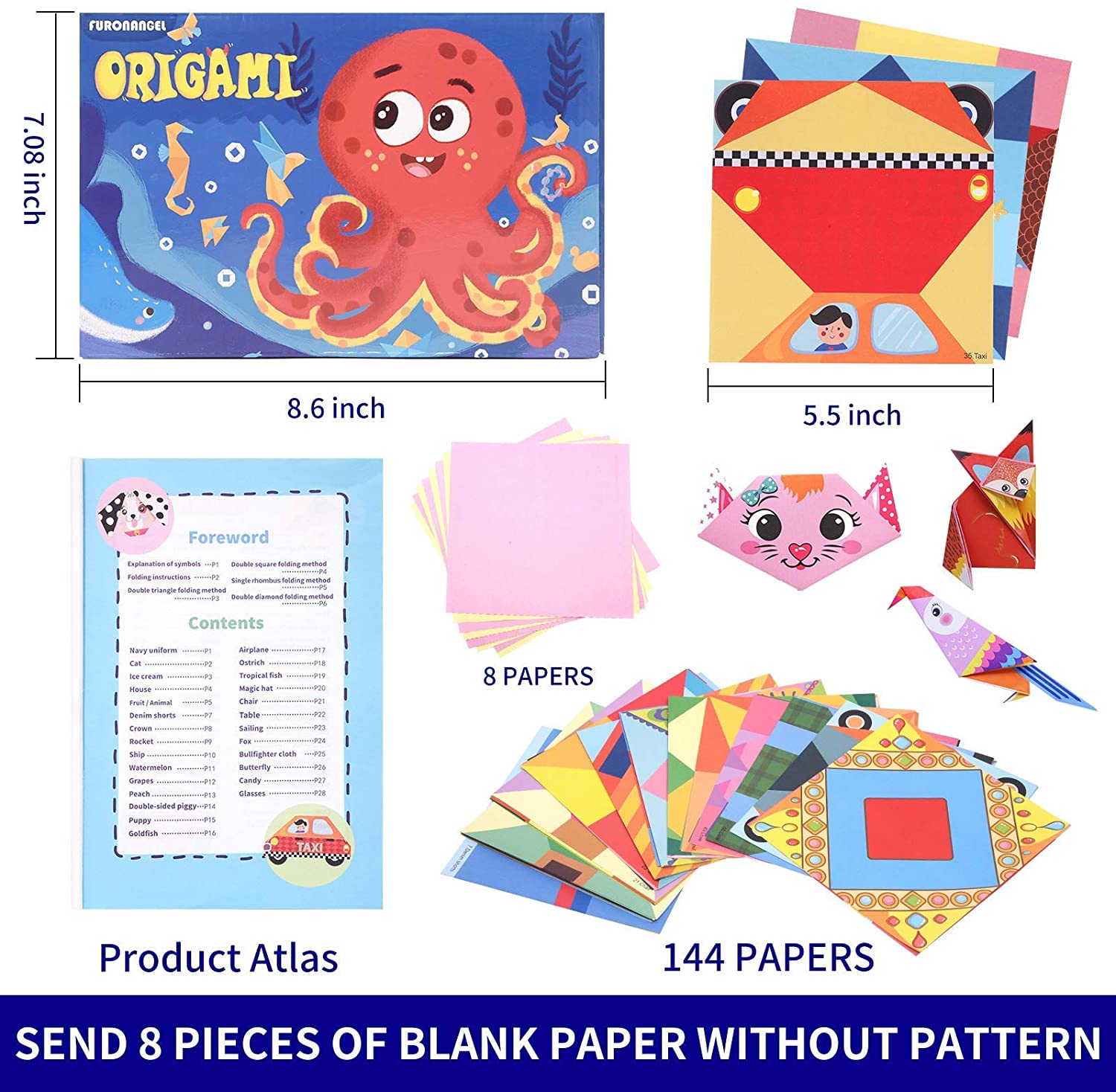Origami Paper Kit 152 Sheets DIY Craft Art Set for Kids Adults Beginner Training School Act Activity Craft Lesson Paper 